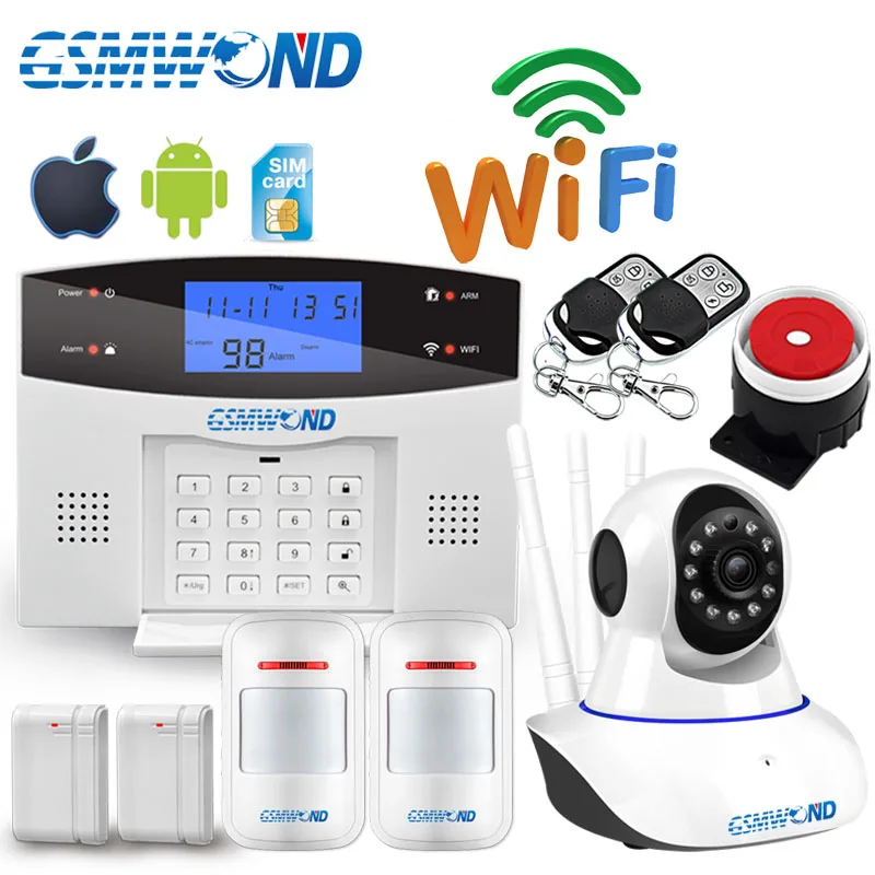 Wifi GSM PSTN домашняя охранная сигнализация 433 МГц беспроводной датчик детектор охранной сигнализации автоматический набор записи IOS Android APP