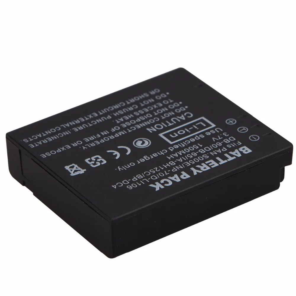 1x1500 мА/ч, DB-60/S005/FNP70 Замена Батарея для CGA-S005 CGA-S005A CGA-S005E/1B CGA-S005E DMW-BCC12 CGA-S005A/1B RICOH BJ-6