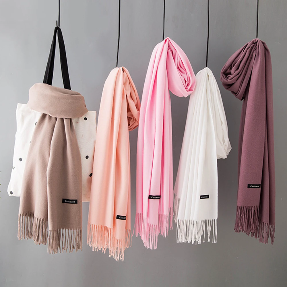 Cashmere Women Scarf Warm Shawl Foulard Femme Pashmina Kerchief Wool Stole Head Neck Long Winter For Ladies | Аксессуары для
