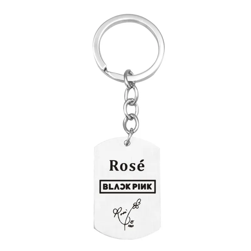 keychain 3 Корейские KPOP Девушки Группа черный розовый логотип кулон ожерелье из нержавеющей стали ювелирные изделия для женщин мужчин поклонников любовь ожерелье s - Окраска металла: keychain 3