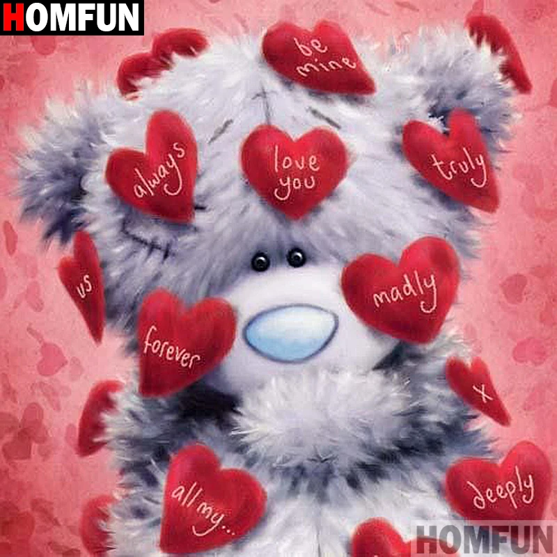 Алмазная живопись HOMFUN вышивка крестиком мультяшный медведь полностью