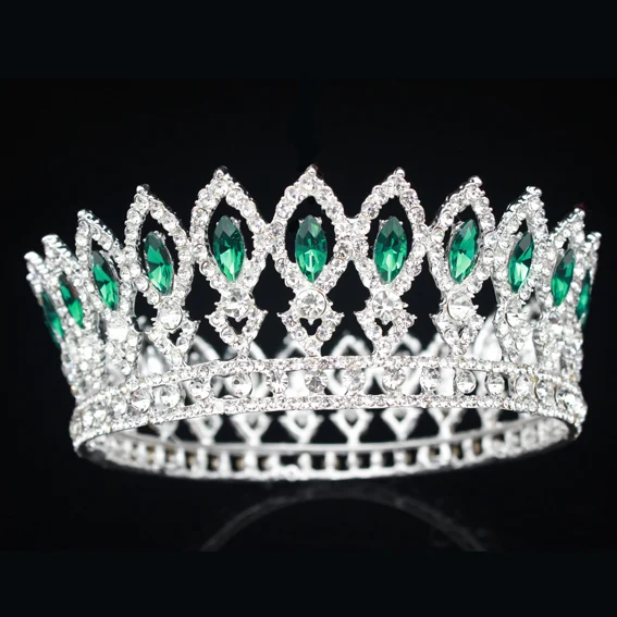 Siver Green Винтажные хрустальные свадебные королевские короны, свадебные торжественные барочные тиары и короны для невесты, женские Украшения для волос, аксессуары - Окраска металла: Siver Green
