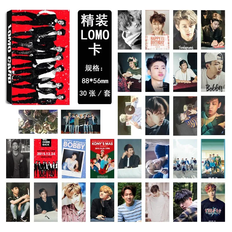 [MYKPOP] iKON LOMO карты Новая мода K POP Ким Хан Бин Цзинь Хван бумага фото карта HD