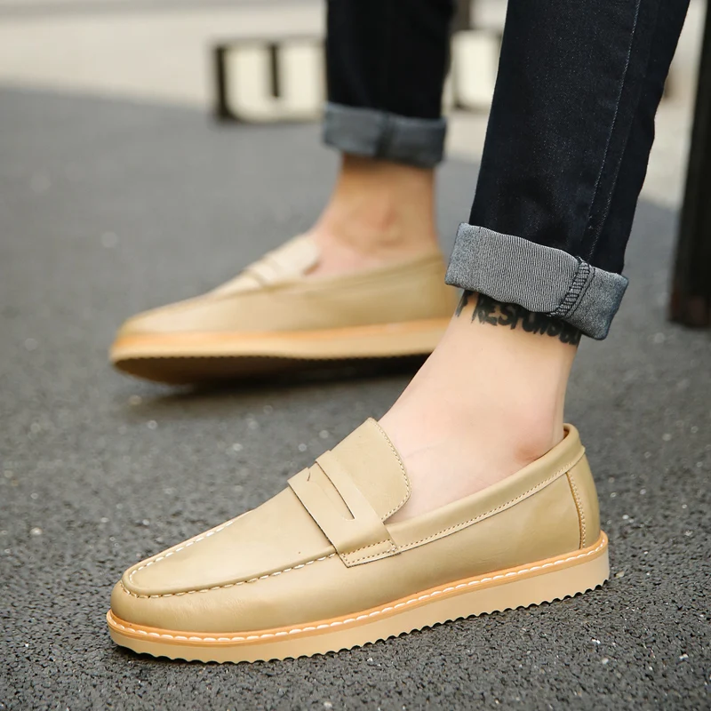 Nice Pop Spring/Summer Men Shoes Pu Leather Loafers Flats Fashion England Black Mens Casual Flat Zapatos Hombre | Обувь