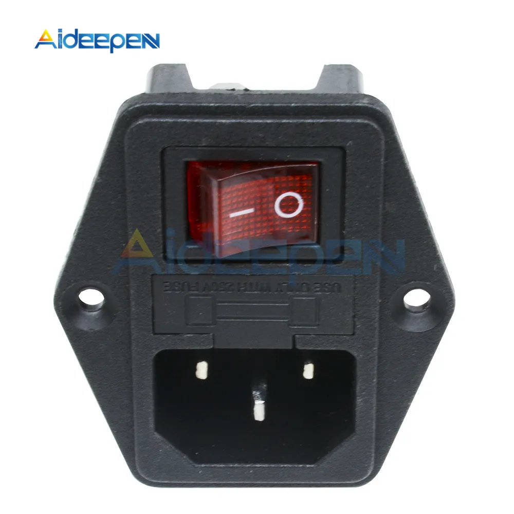 AC 250V 10A черный, красный 3-Контактный Терминал Мощность розетки выключатель с держатель предохранителя
