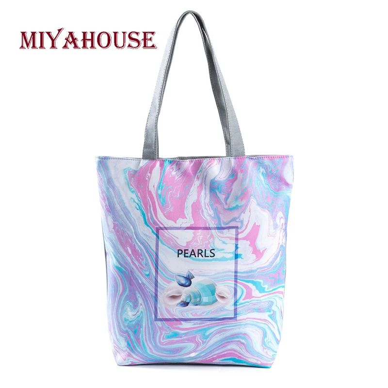 Летняя Пляжная сумка Miyahouse женская через плечо Холщовая Сумка тоут с красочным