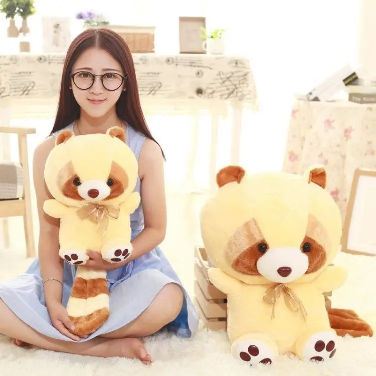 Candice guo плюшевая игрушка мягкая кукла милый енотовый енот шелковый шарф с длинным