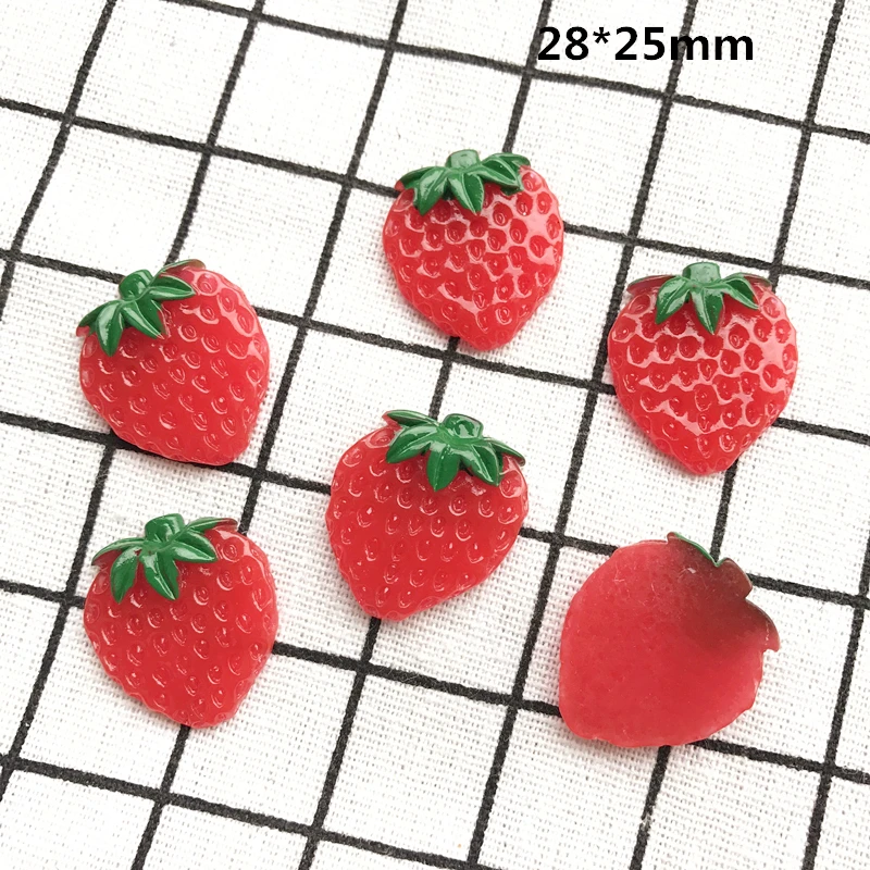 Бесплатная Доставка! Плоский задник из смолы имитация фруктов клубника 10 шт./лот