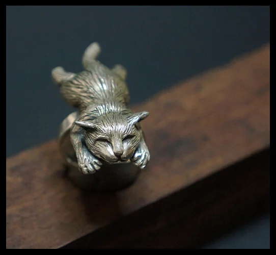 Оптовая продажа регулируемое кольцо в стиле ретро с котом модные ювелирные