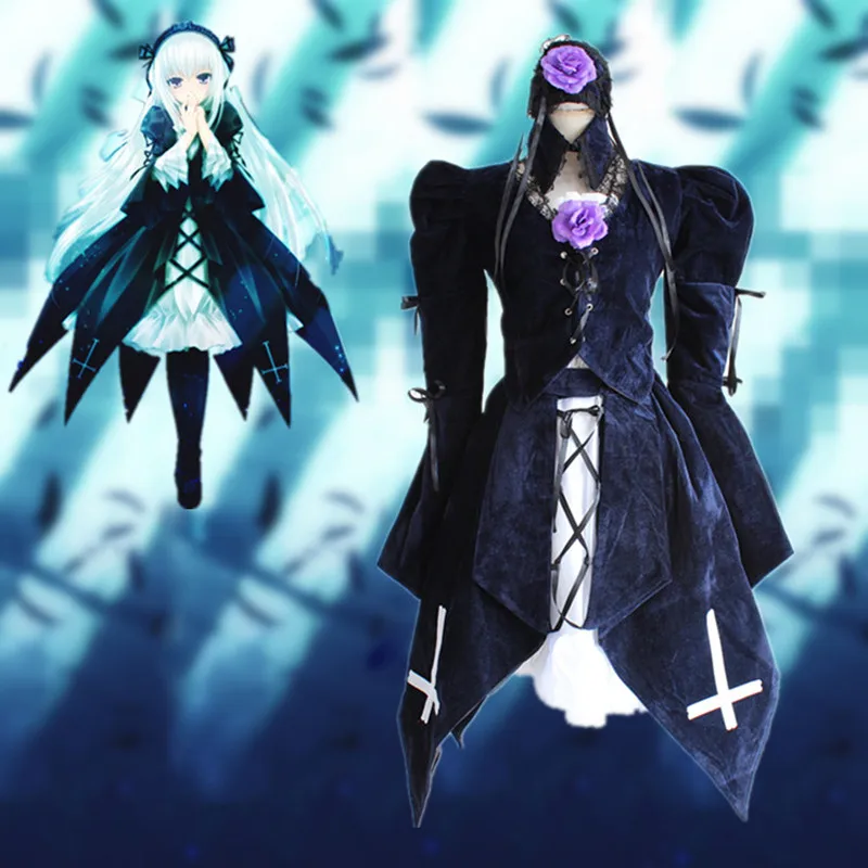 Suigintou cosplay costumes Japanese anime Rozen maiden clothing Masquerade/Mardi Gras/Carnival costumes|cosplay costume|halloween costumehalloween free shipping |