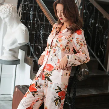 Пижама Daeyard женская элегантные шелковые рубашки и брюки на весну пижамный