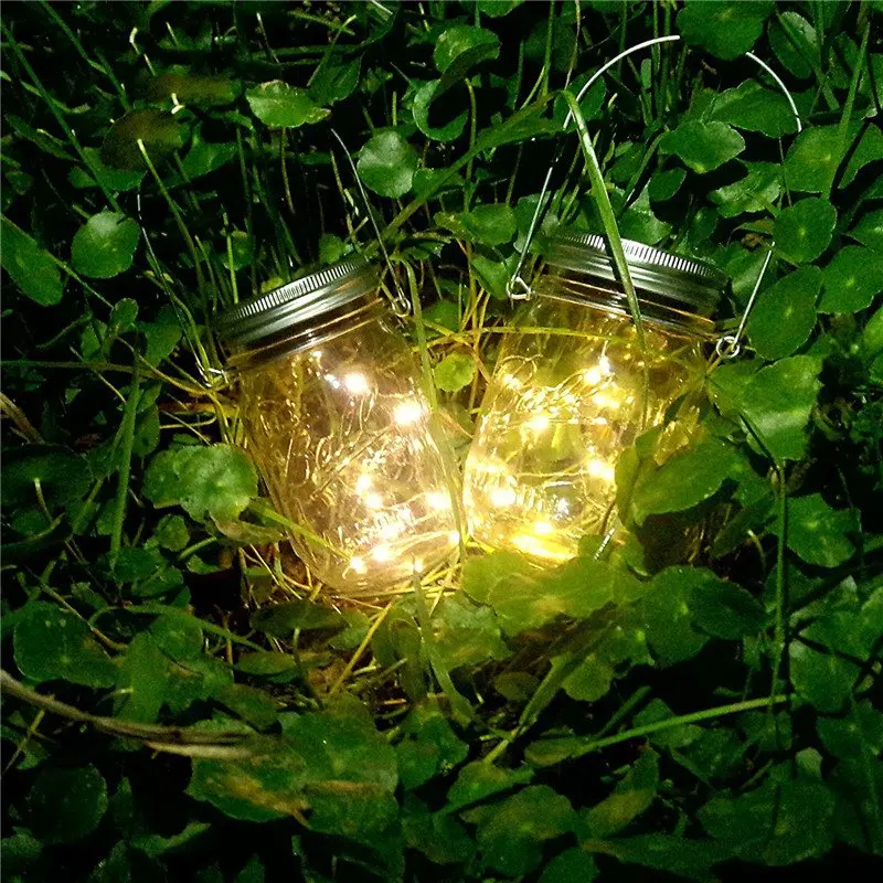 Smuxi светодиодный Сказочный светильник на солнечных батареях для Mason Jar с крышкой, вставной светильник светодиодный Сказочный струнный провод, лампа, меняющая цвет, садовый Декор