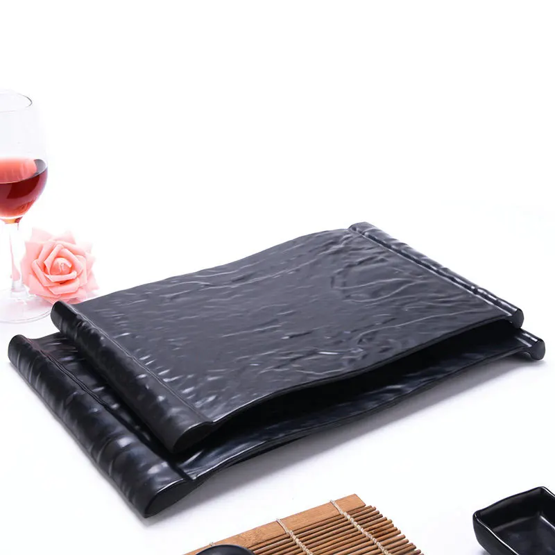 Большой размер черная тарелка стейк прямоугольная суши Западный торт блюдо для