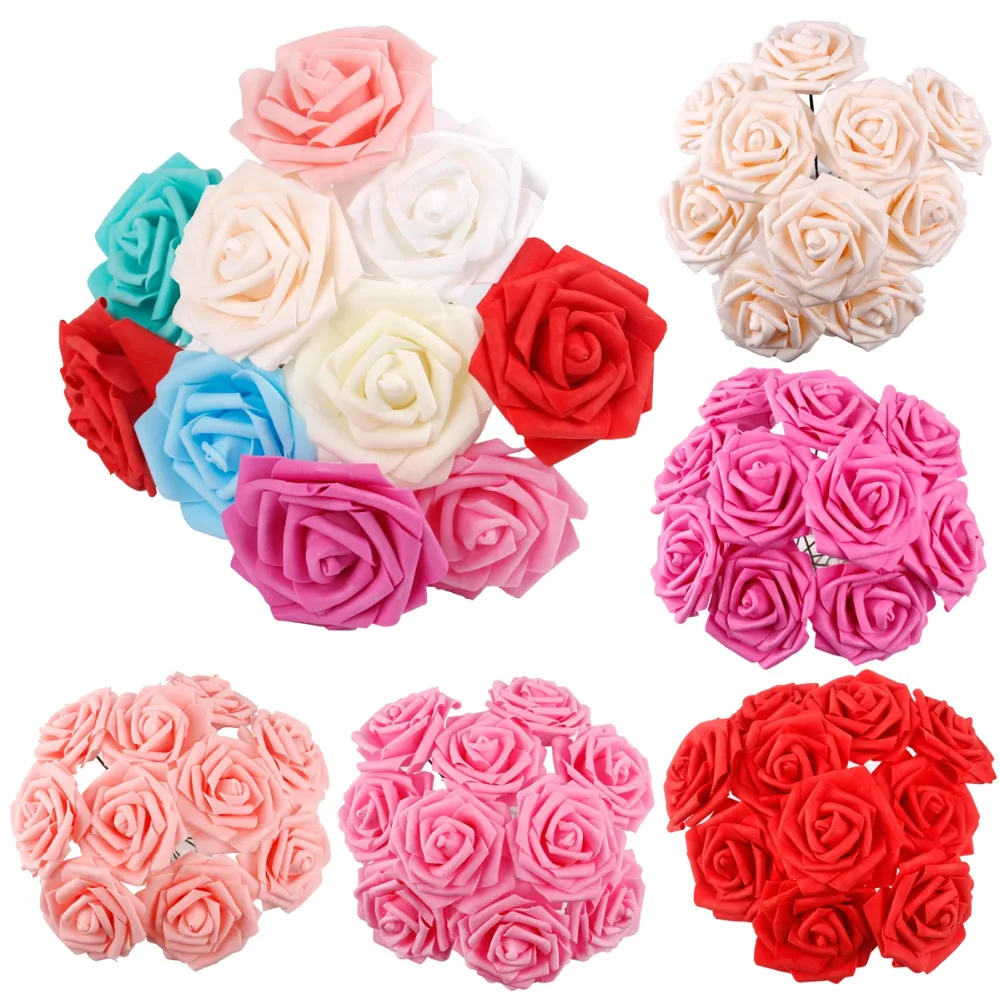 10 шт. искусственные розы из пенополиэтилена 8 см | Дом и сад