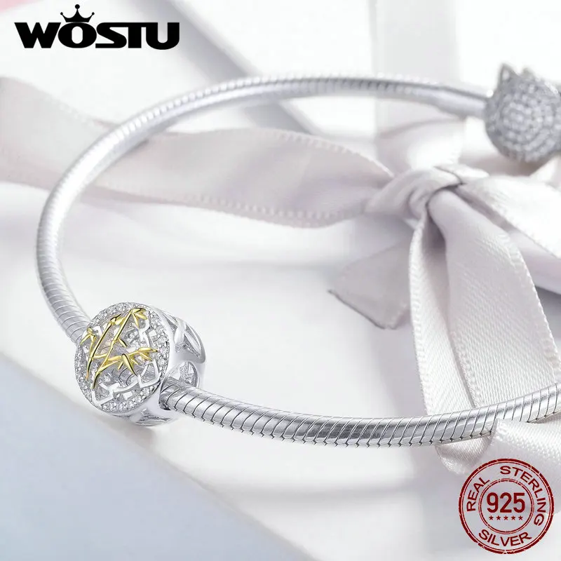 WOSTU, 925 пробы, серебряные, литерные, банбу, бусины, подходят, шарм, браслет и ожерелье, Подвеска для женщин, свадебные ювелирные изделия, FNC044