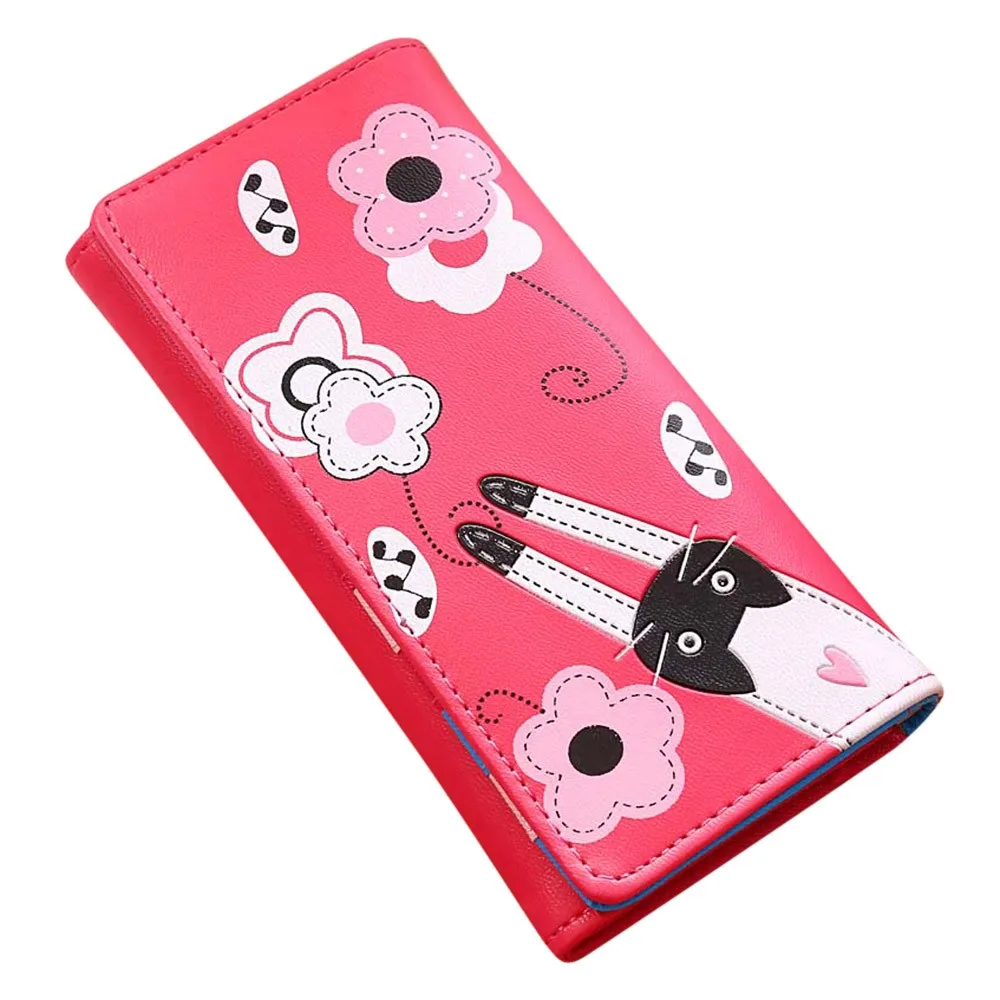 Кошелек xiniu Женский длинный с рисунком кота и цветов|wallet women luxury|wallet luxury brandlong wallet |