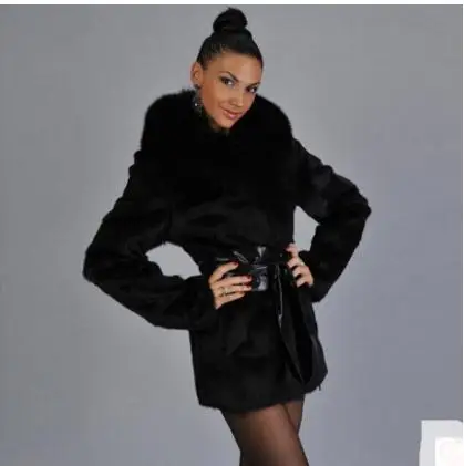 

New S/6Xl Womens Winter And Autumn Fake Mink Fur Overcoats Large Size Casual Female Black/White Faux Fur Outwears Jackets K842
