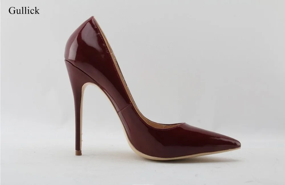

Hot Selling Black Patent Leather Pointed Toe High Heel Pumps 12CM Slip-on High Stiletto Heels Pumps Women Shoes Customized