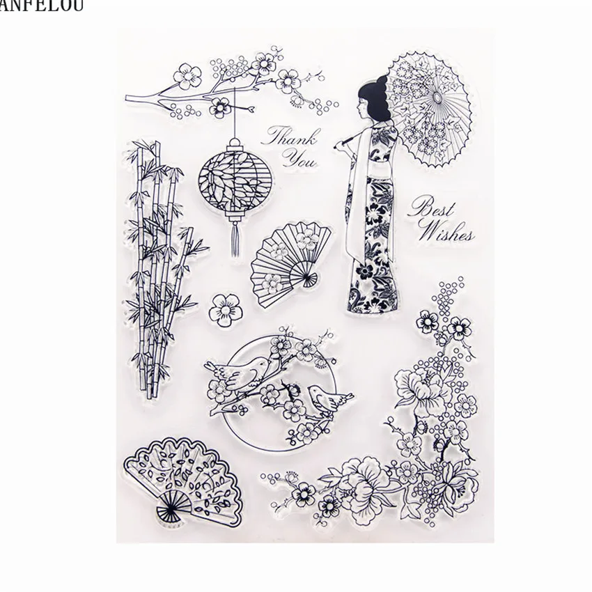 PANFELOU Park woman Transparent Silicone Rubber Clear Stamps cartoon for Scrapbooking/DIY Easter wedding album