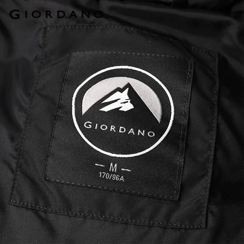 Giordano мужской длинный пуховик с капюшоном из натурального утиного пуха