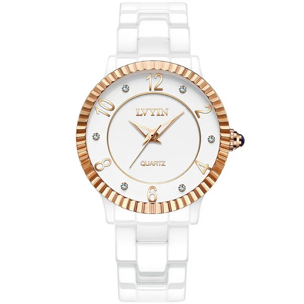 White Gold Lvyin Роскошные брендовые керамические часы женские модные простые водонепроницаемые кварцевые часы женские элегантные деловые ЧАСЫ ЖЕНСКИЕ НАРЯДНЫЕ часы 6827 - Цвет: White Gold