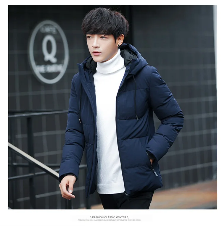 Зимнее пальто для мужчин Parkas Para Hombre Корейская стеганая куртка с капюшоном плюс размер 4XL Slim Fit Solid