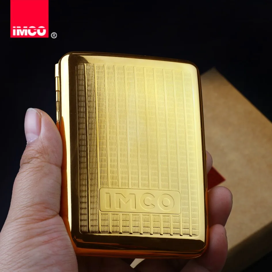 Оригинальный чехол IMCO для сигарет (20 сигарет) металлическая золотистая коробка