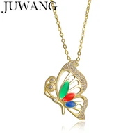 new aaa zircon butterfly necklace pendants gold sliver color long necklaces for women girl cz wedding statement necklace jewelry