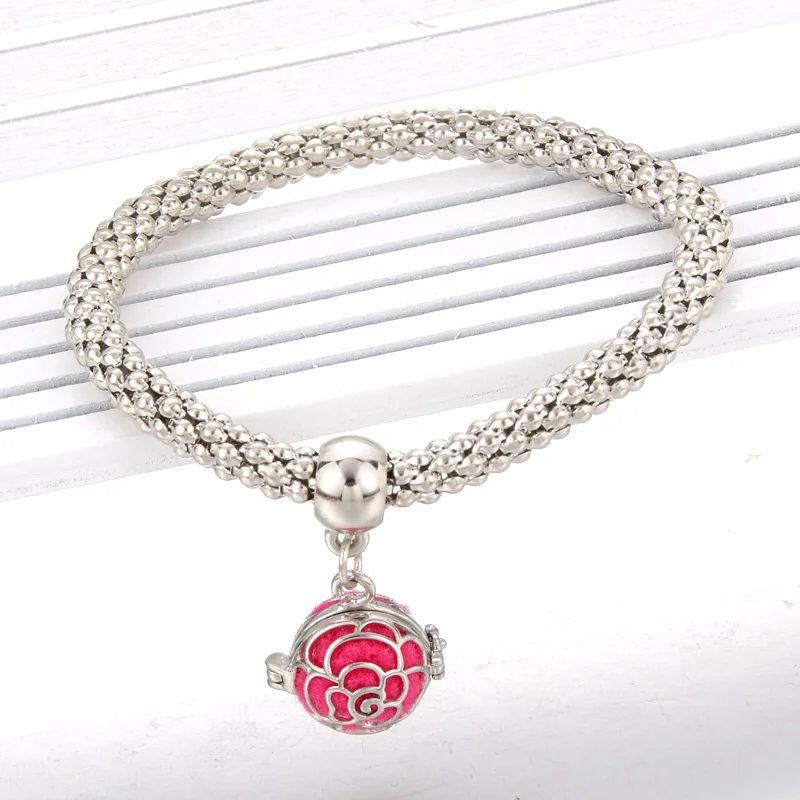 Owl Pendant Bracelet Essential Oil Diffusing Bracelets Bangles Silver Charm Popcorn Chain Jewelry Aromatherapy Locket | Украшения и