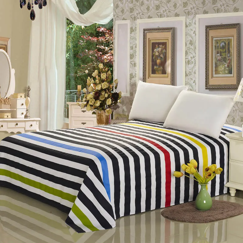 3 DecorUhome постельное белье из хлопка, домашний текстиль, покрывало для кровати, плоский лист, Королевский размер, Полоска, простыня, мягкое теплое постельное белье - Цвет: 3