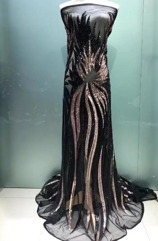 Романтическая французская чистая кружевная ткань с блестящими пайетками одежда