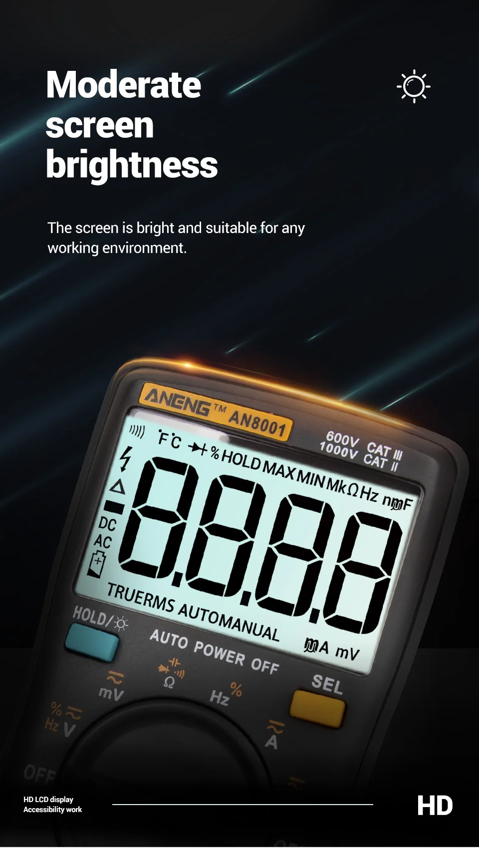 ANENG AN8001 True-RMS мультиметр цифровой multimeter транзистор тестер esr мультиметр digital multimeter провода для мультиметра указатель напряжения transistor capacitor tester dc dc мультитерка ZT102/RM102
