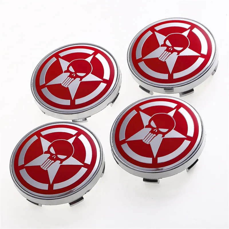4PCS red black wheel cap cover styling Punisher 60mm modified hub center caps for alfa romeo honda volkswagen ford hubcaps | Автомобили и