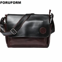 new style fashion mens crazy horse pu leather messenger bags cross body casual flap shoulder bag briefcase handbags li 2460