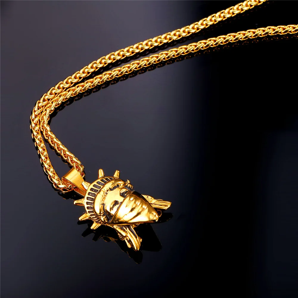 U7 Американский Бунтарь Статуя Свободы Кулон Ожерелье Позолоченные Нержавеющей