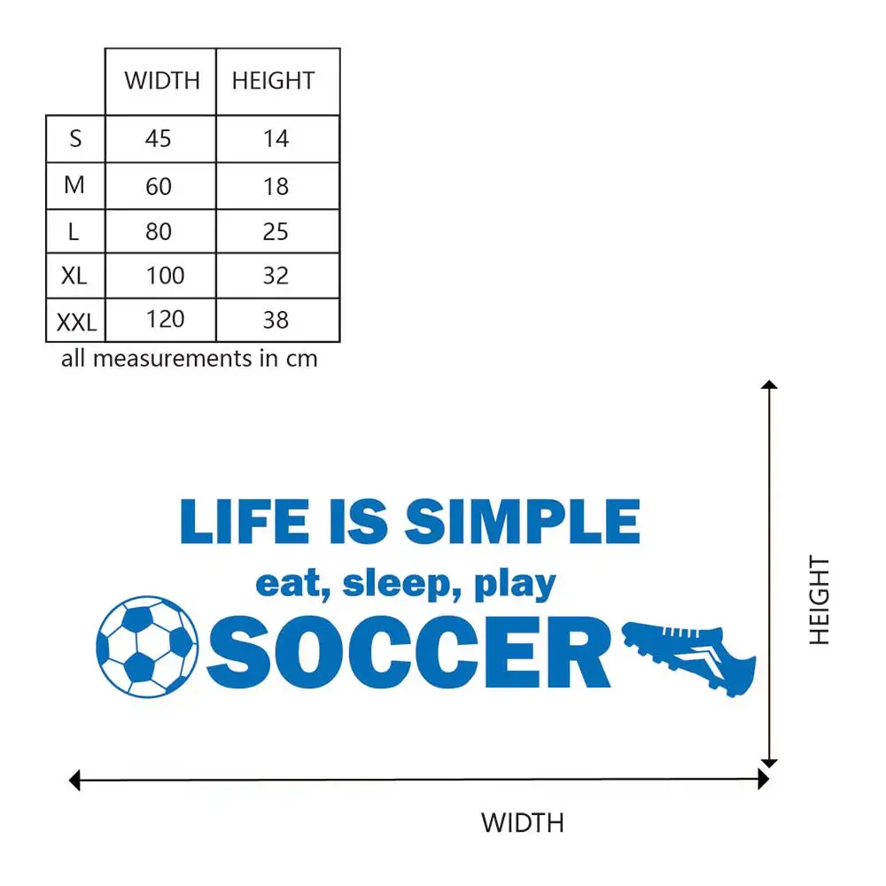 Life Is Simple Eat Sleep Play Soccer Quote Настенная Наклейка для комнаты мальчиков Детская с
