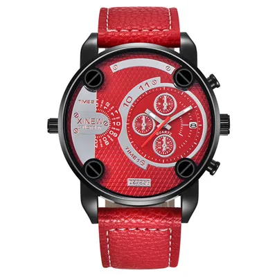 red Известный дизайнер, мужские часы, брендовые Роскошные Кварцевые наручные часы, кожаный ремешок, большое лицо, военные часы с датой, relogio masculino dz - Цвет: red