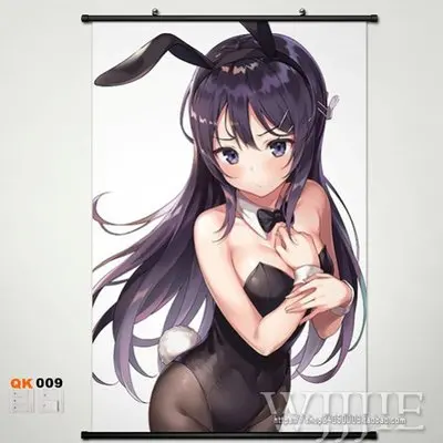 Домашний декор японский плакат стены прокрутки Rascal Sakurajima Mai Bunny Girl - Цвет: Бургундия