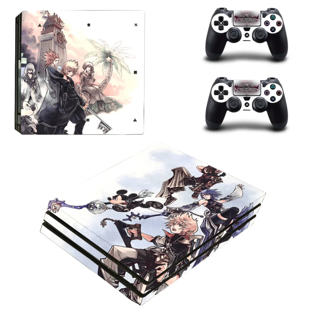 Кожаная наклейка Kingdom Hearts PS4 Pro для консоли Sony PlayStation 4 и 2 контроллеров Виниловая