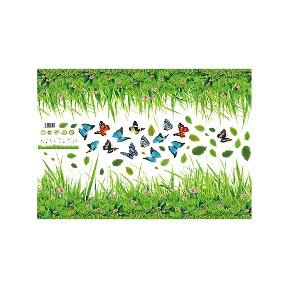 Креативная Горячая Зеленая трава Бабочка Цветы основание ПВХ Наклейка на стену