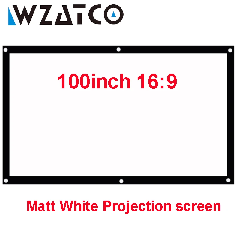 Портативный HD проектор WZATCO экран 60 &quot72&quot 100 дюймов 16:9 Матовый Белый Передний