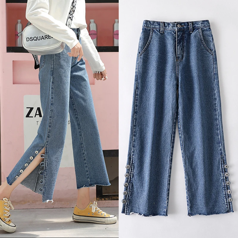 Женские брюки с высокой талией модные джинсы эластичной резинкой на талии модель