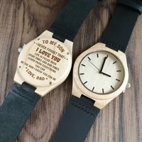 x1800 3 to my son engraving wooden men watches family gifts from dad mom quartz luxury wood wristwatches