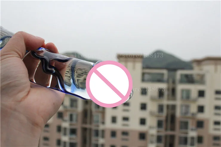 Стеклянный большой двойной фаллоимитатор с кристаллом пирекс пенис дидло