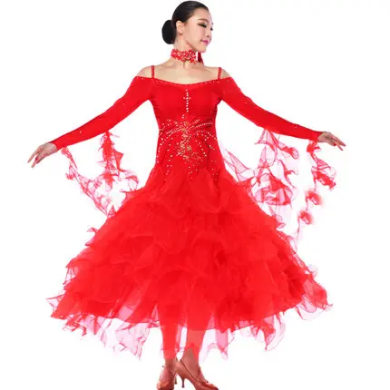 

Женское платье для бальных танцев, кружевное платье с длинным рукавом, для танго/вальса, для тренировок
