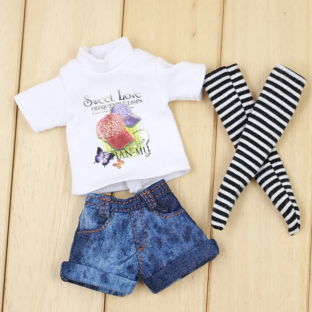 Комплект одежды для Blyth doll джинсовая куртка футболка носки и джинсовые штаны