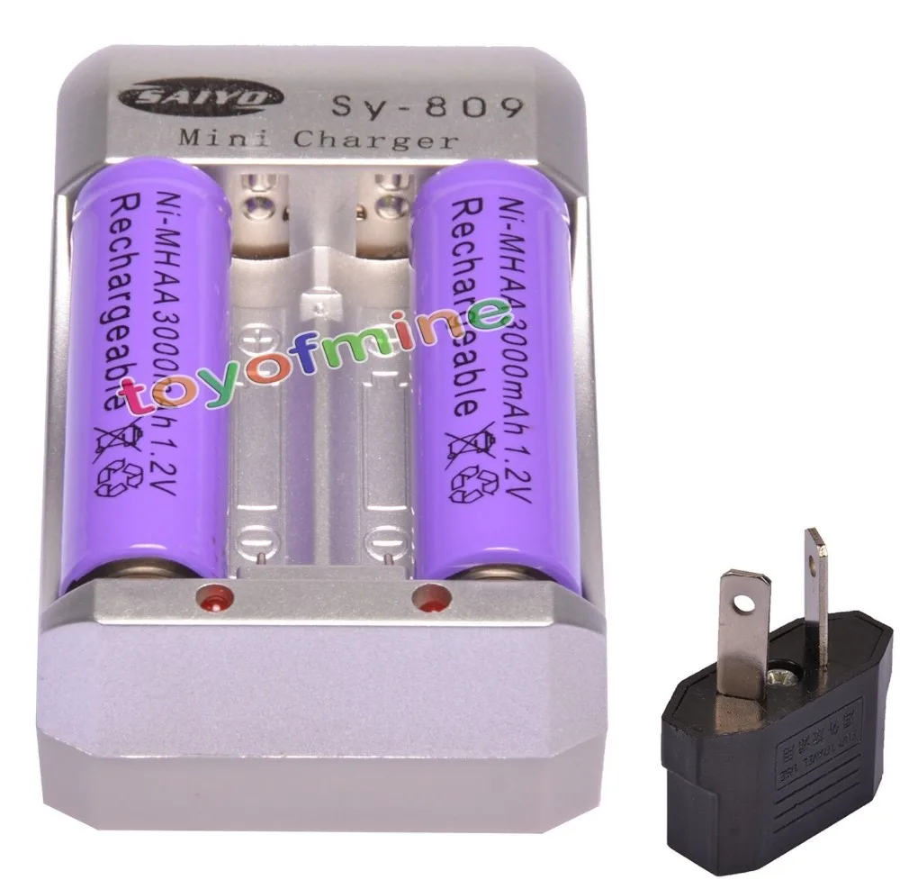 2x AA 3000mAh 1 2 V Ni MH аккумуляторная батарея фиолетовый для RC игрушки камера + зарядное