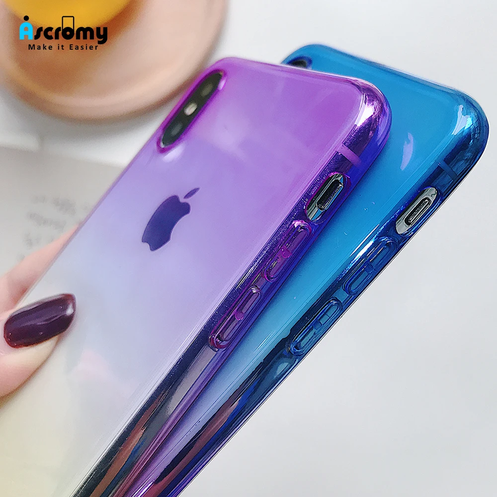 Ascromy Мягкий силиконовый чехол для iPhone XS Max X прозрачный ударопрочный постепенное