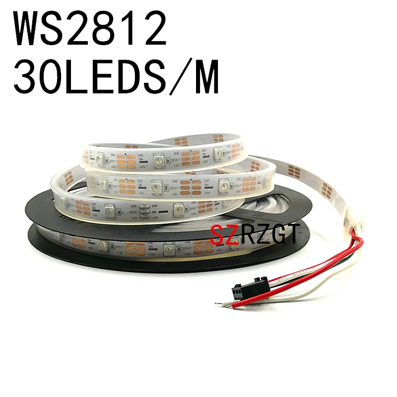 Светодиодная лента WS2812B 30/60 светодиодов/м RGB WS2812 5050SMD черная/белая плата Ip67 5 в