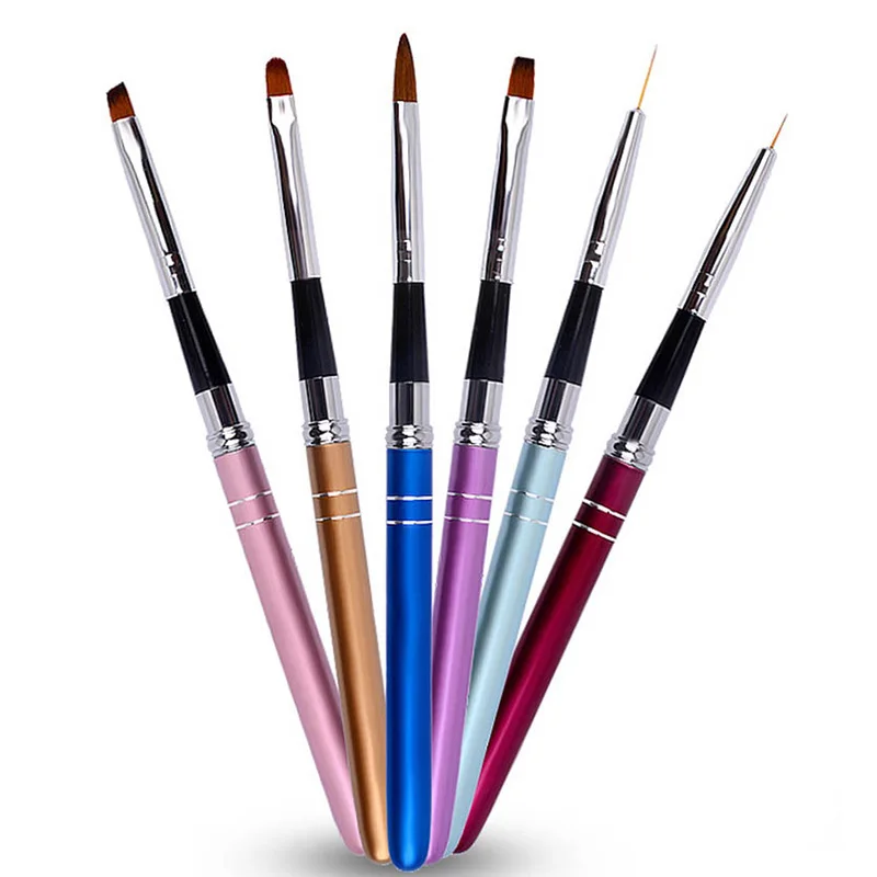 Дизайн ногтей ручка с кисточкой съемная металлическая плоская резьба по